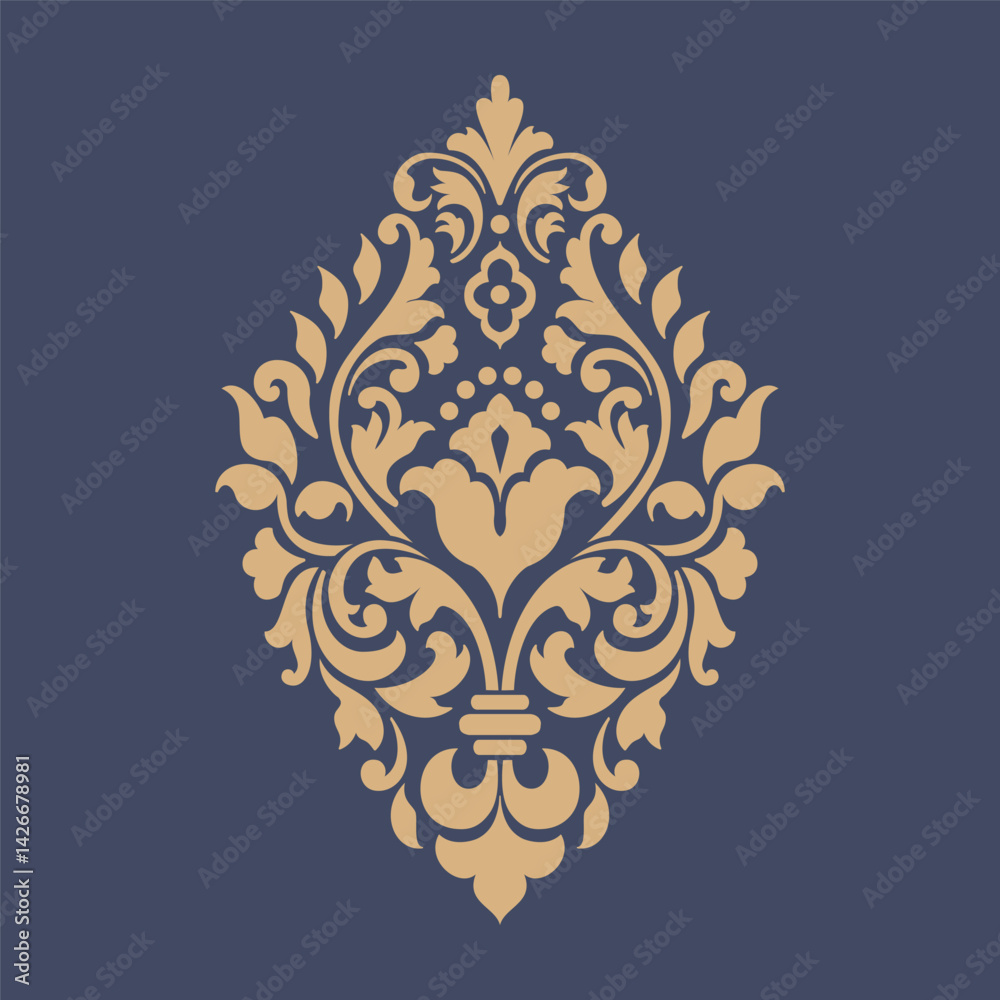Vector damask stencil element. Floral baroque ornament pattern design. Vintage victorian arabesque motif. Vector damask stencil element. Floral baroque ornament pattern design. Vintage victorian arabesque motif.