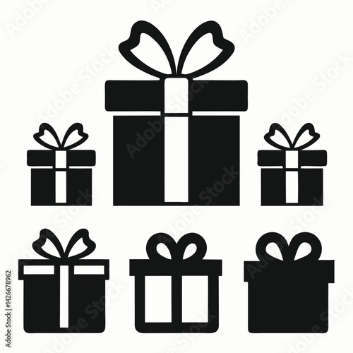 Create a set of six gift icons in a minimalist style