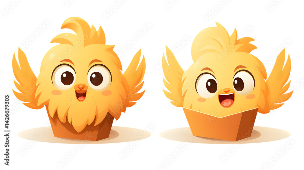 Adorable and amusing chicken wing in decorative paper container for food concept Adorable and amusing chicken wing in decorative paper container for food concept