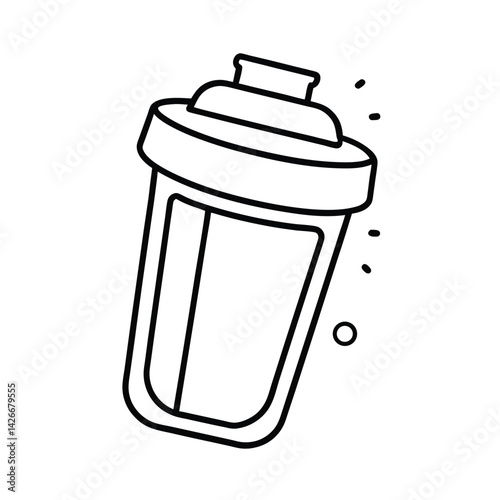 Line art cocktail shaker illustration for barware designs and minimalist graphic projects