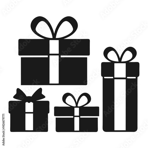 Create a set of six gift icons in a minimalist style