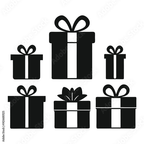 Create a set of six gift icons in a minimalist style