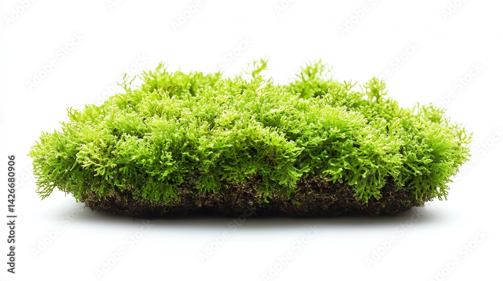 Fototapeta premium Fresh green moss isolated on a pure white background