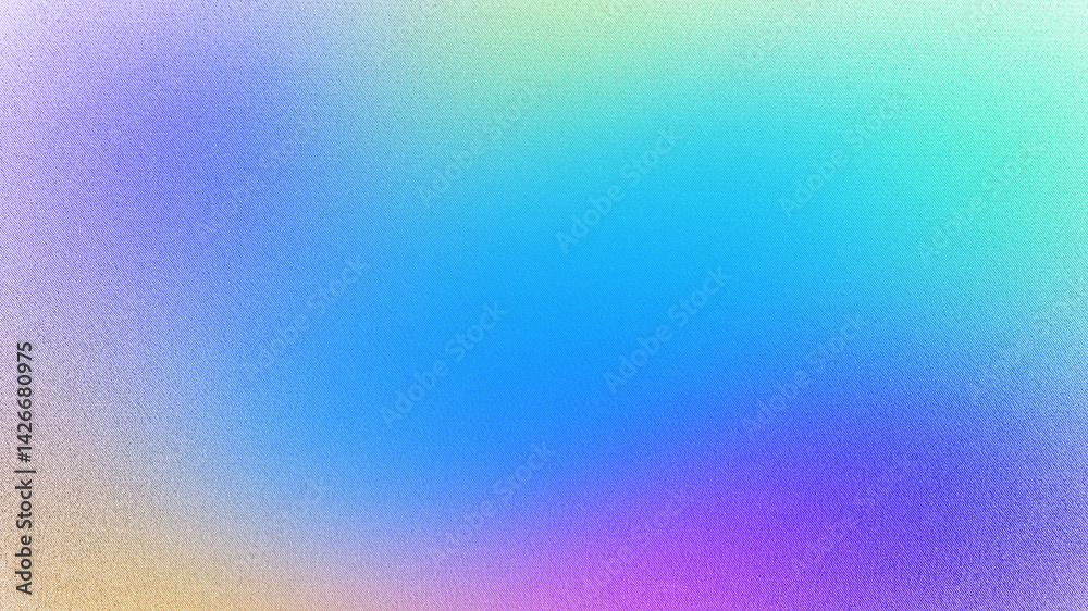 Light blue violet purple lilac pink orange yellow mint cyan green abstract background. Color gradient ombre. Colorful multicolor mix iridescent bright fun fantasy. Rough grain noise. Design template.