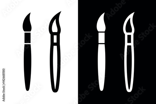 The brush icon. A tool for painting and painting. An attribute of an artist, paint, or creative workshop. Indicates a change in the theme, background, or color palette of an application or interface.