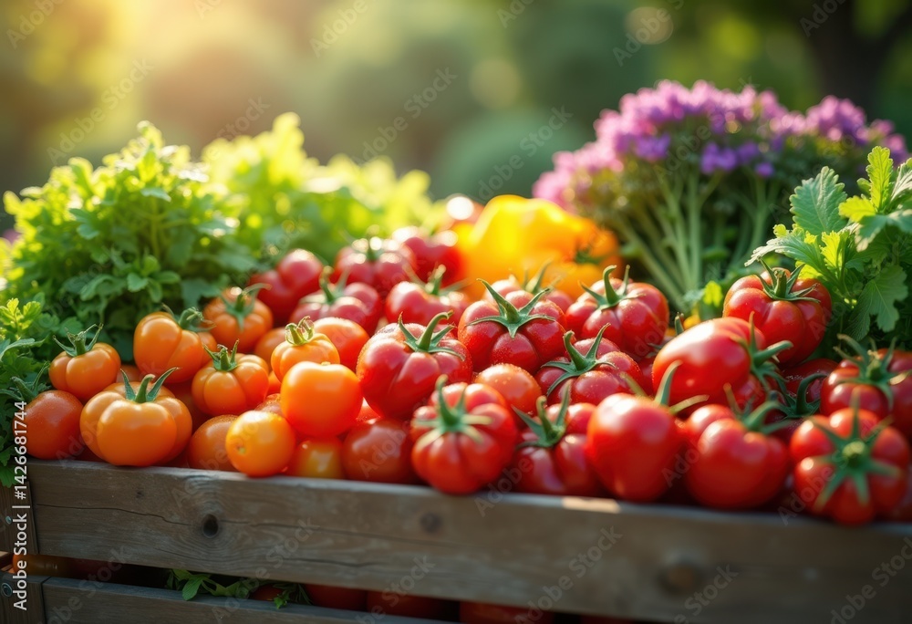 colorful array farm fresh organic vegetables vibrant organic produce fresh market display greenhub, basket, carrot, tomato, pepper, zucchini, eggplant
