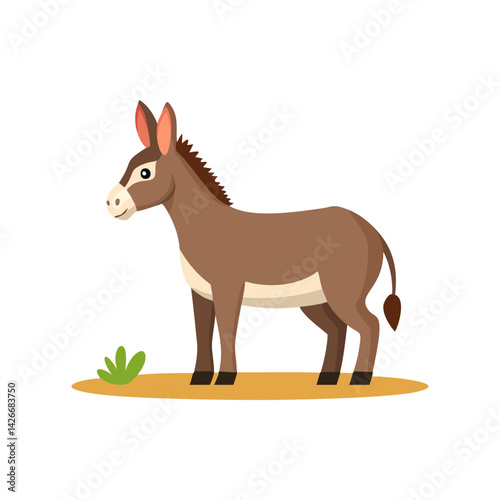 Beautiful Donkey vector illustration, Cute Animal Colored Character for designs and decor.