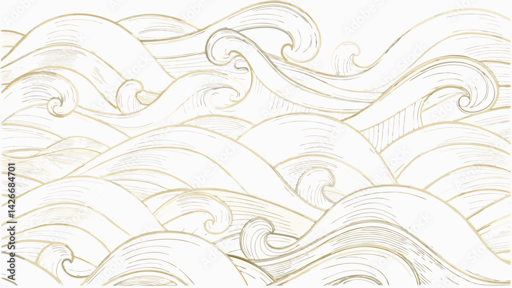 Fototapeta premium vector wave line illustration sea water pattern (1).eps