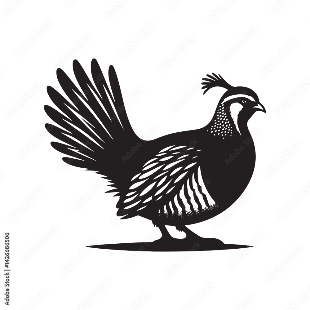 Obraz premium chukar Silhouette - Minimal Chukar bird vector - Chukar Bird Illustration - Chukar Bird art.
