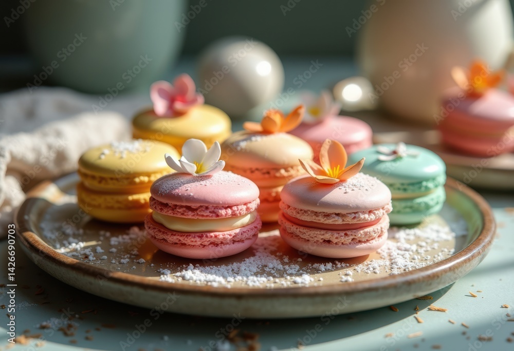 colorful macarons artfully arranged textured dessert plate gourmet treat culinary delight, rainbow, lgbtq, lgbt, pride, love, equality, sweet, pastry
