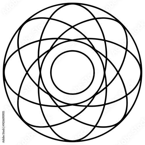 Planetary Orbit Mandala Vector on White