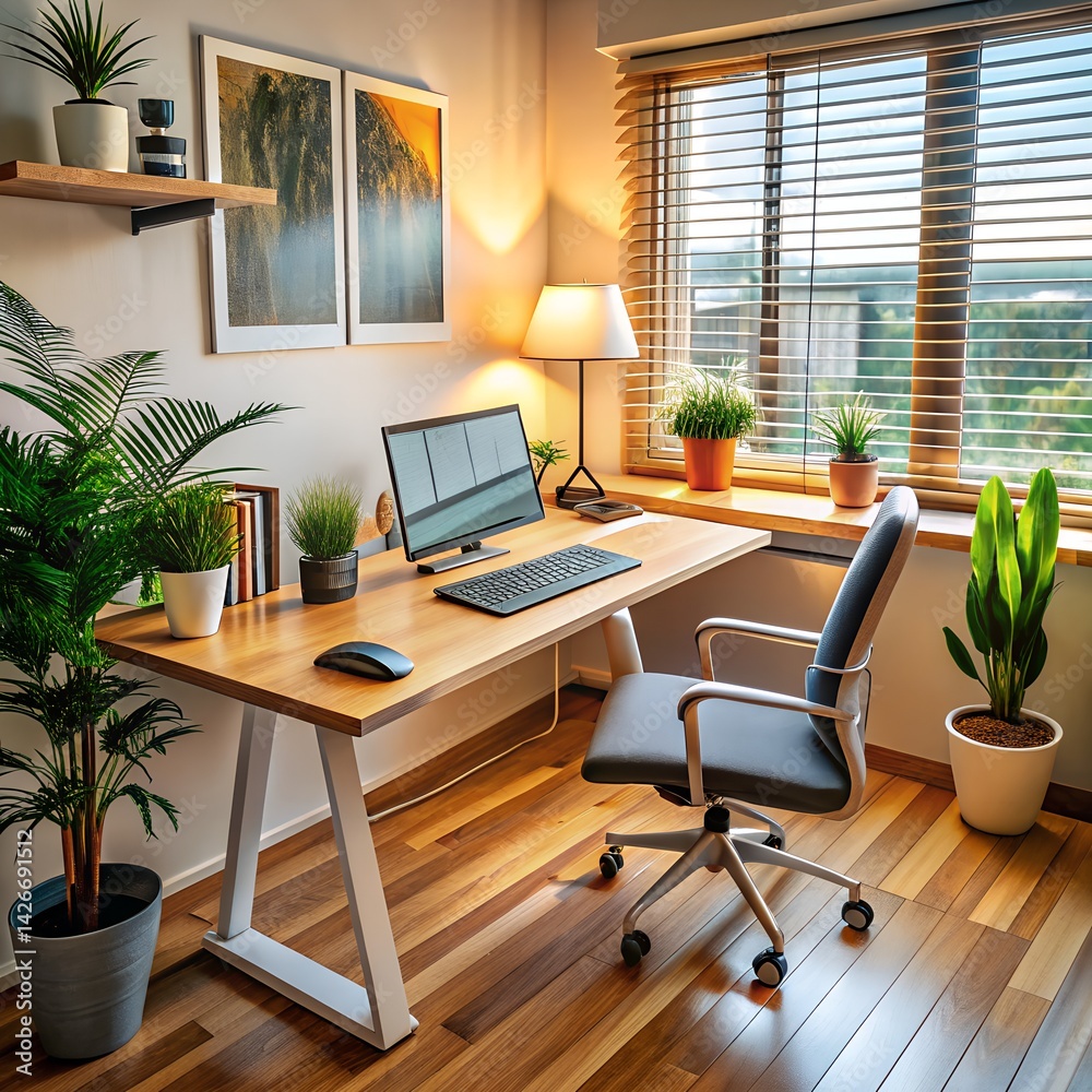 Fototapeta premium Remote work home office setup