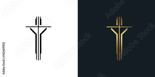 Christian cross vector symbol flat style. for Logo design, Church, Clothing, Sticker