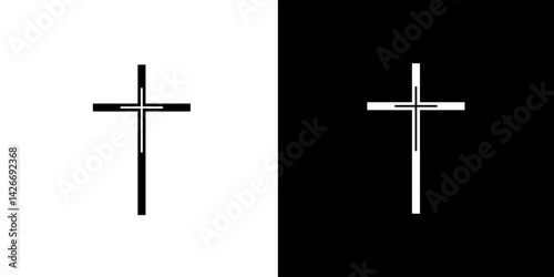 Christian cross vector symbol flat style. for Logo design, Church, Clothing, Sticker