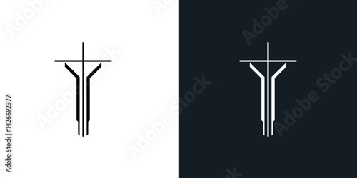 Christian cross vector symbol flat style. for Logo design, Church, Clothing, Sticker
