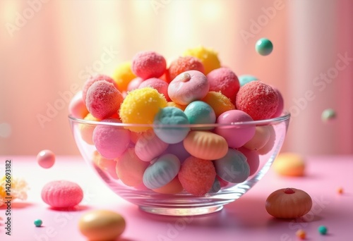 Obraz na płótnie colorful snack bowl assorted mini treats candy confectionary party treats fun snack variety bright colors, food, sweet, delight, delicious, appetizer, popcorn w salonie