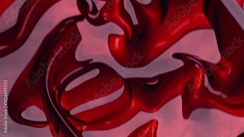 Dynamic red liquid waves  fluid abstract movement in art and design