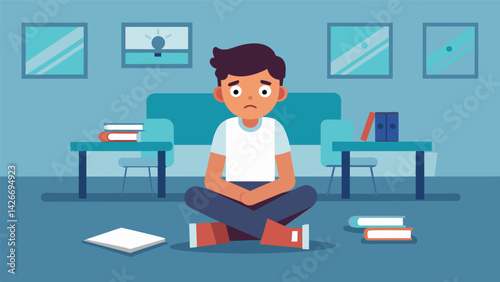 A student missing out on extracurricular activities and opportunities because they cant afford the necessary fees. Before. Vector illustration