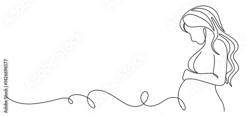 pregnant mom line art illustration. mother's day element vector