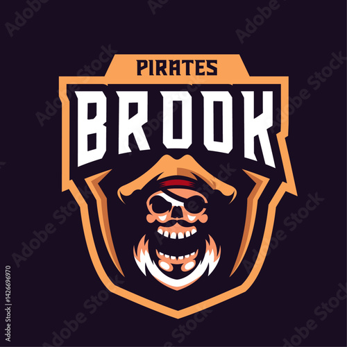 Pirate Team Logo: A stylized logo features a fearsome pirate skull, sporting an eye patch and a whimsical grin. The design is set within a badge and is the perfect emblem of a team.