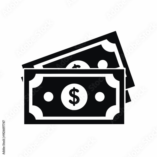 Dollar Bills icon silhouette vector illustration