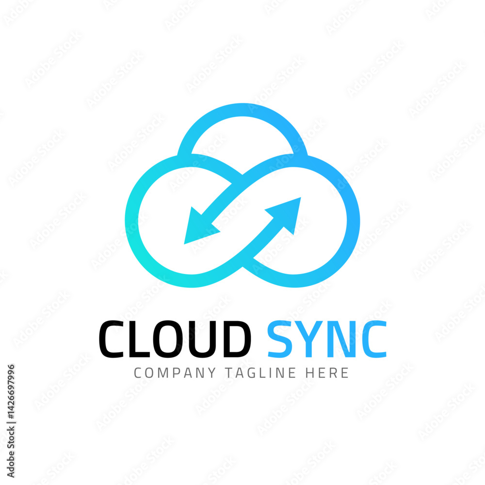 Cloud Sync Logo: A minimalist logo of cloud synchronization featuring intertwined arrows, symbolizing seamless data transfer and connectivity. Cloud Sync Logo: A minimalist logo of cloud synchronization featuring intertwined arrows, symbolizing seamless data transfer and connectivity.