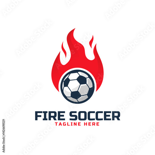 Burning Soccer Logo: A dynamic emblem featuring a soccer ball engulfed in flames, symbolizing the heat and passion of the game, designed for teams, leagues, and sports brands.