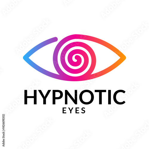Hypnotic Eye Illusion: A captivating emblem of a singular eye, intricately crafted with a hypnotic spiral center. a colorful vision