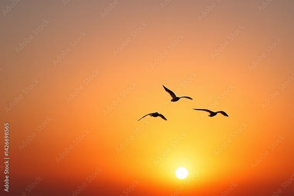 Obraz premium birds on sunset