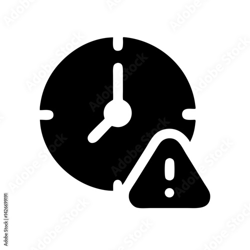 Clock with Alert Notification Icon Design