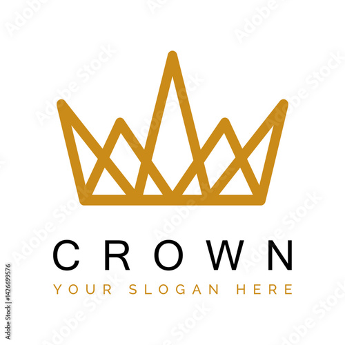 Royal emblem: Elegant gold crown logo, a regal symbol of power, prestige, and luxury, set against a clean background, invites attention and makes a statement of quality and sophistication. 