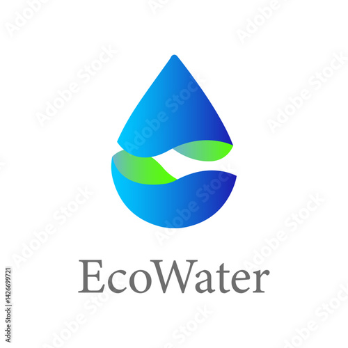 Eco Water Drop Logo Icon: A minimalist and symbolic representation of an eco-conscious approach to water resource, utilizing a stylized water drop icon.