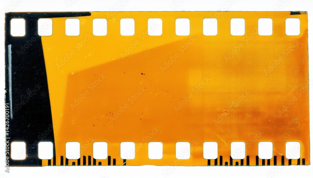 Fototapeta premium vintage yellow film strip texture with soft gradient and scratched edges, ideal for retro design, photo overlays, cinematic effects, and branding projects