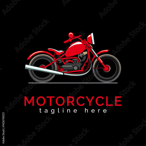 Crimson Cruiser Logo: A striking crimson motorcycle, a symbol of freedom, speed, and adventure, captured in vibrant detail on a sleek black backdrop.
