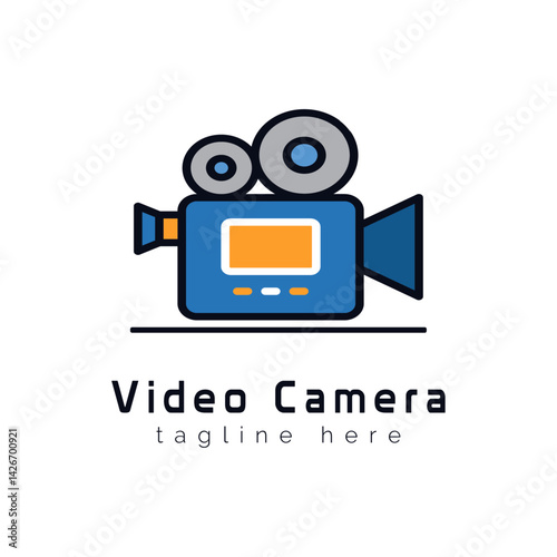 Vintage Camera Icon Logo: A classic icon rendering of a vintage video camera, symbolizing filmmaking, videography, and the art of visual storytelling.