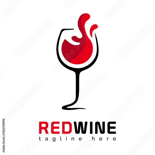 Red Wine Logo: A stylish logo of a wine glass, showcasing a splash of red wine, representing the essence of refreshment and enjoyment. 