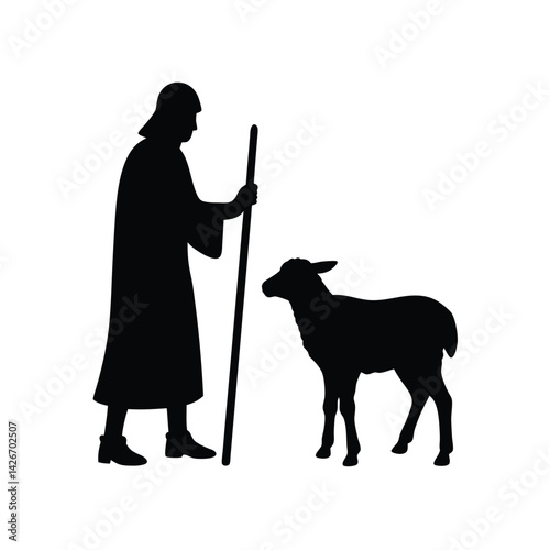 woman with a dog in the evening