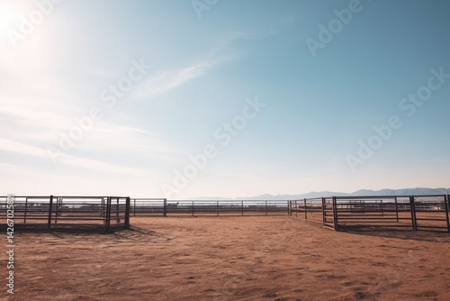 minimalistic rodeo scene with arena and enclosure showcasing simplicity and plenty of copy space