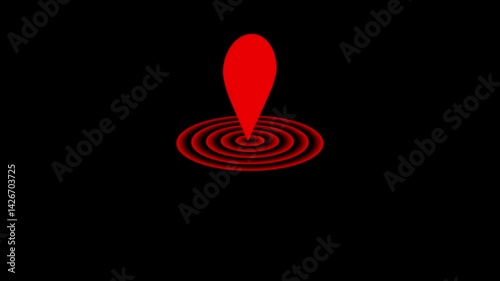 GPS location pointer animated and locator icon animation on black background Location indicator and GPS icon animation