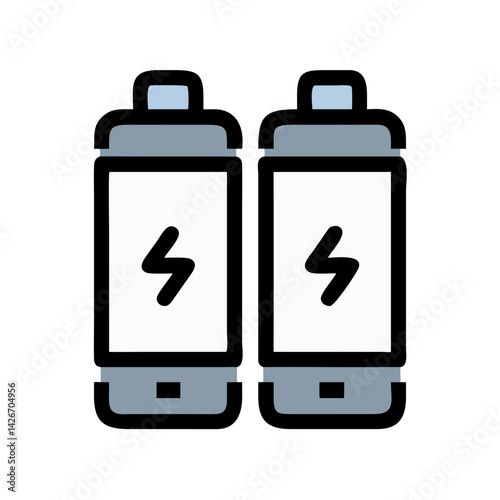 Double Battery with Lightning Symbol Icon Design