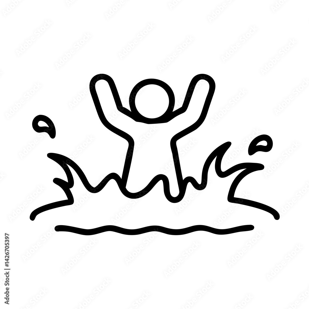 Obraz premium Drowning Person with Toxic Splash Icon Design