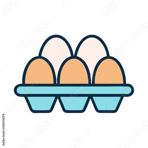 Eggs in Tray Carton Icon Design photo