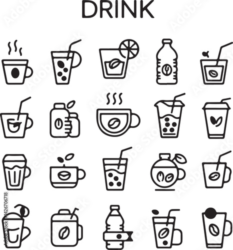 Drinks Line Editable Icons set. Vector illustration in modern thin line style of beverages related icons