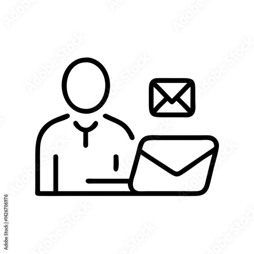 Employee Sending Email from Workplace Icon Design