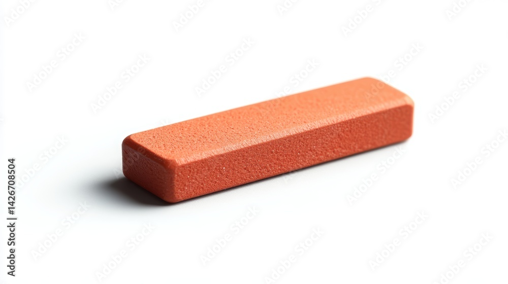 Obraz premium An eraser isolated on a pure white background, realistic lighting and shadow, ideal for cut-out and compositing