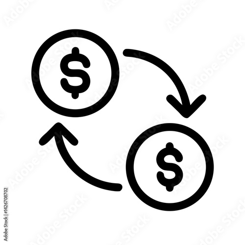 Exchange Cycle Between Multiple Currencies Icon Design