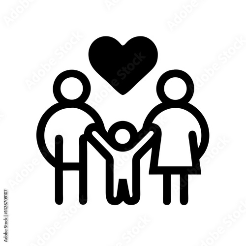Family with Heart Support Symbol Icon Design