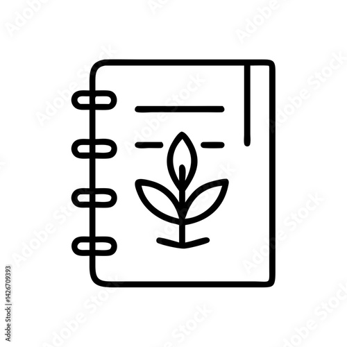 Farming Journal with Leaf Symbol Icon Design
