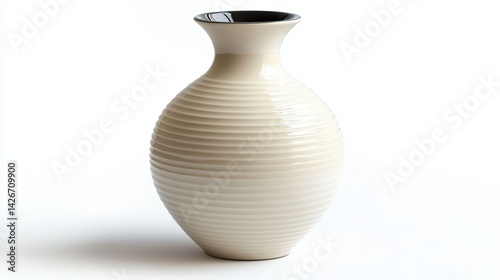 A vase with minimal design isolated on a pure white background, realistic lighting and shadow, ideal for cut-out and compositing