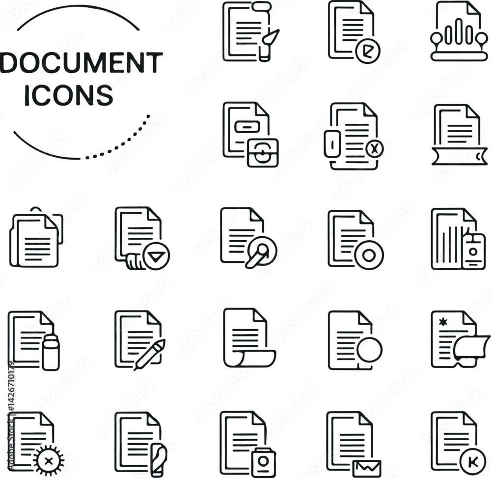 Documents Editable Stroke Icon Set Documents Editable Stroke Icon Set